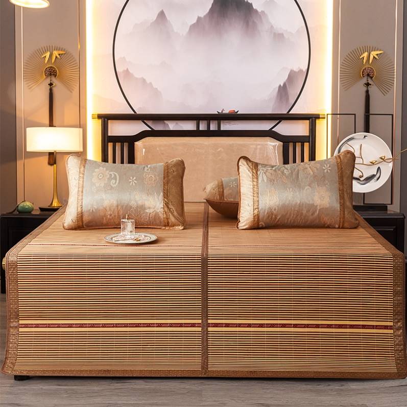 极速202d3年新款竹编凉席可摺叠夏季家用1米5竹蓆1米2双面正反两