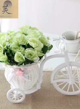 极速钢琴上摆的花花车套装饰品z小摆件塑料干花束室内客茶几厅摆