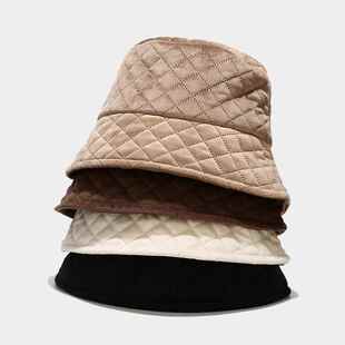 极速New Autumn Winnter Grid Women Corduroy Panama Bucket Hat