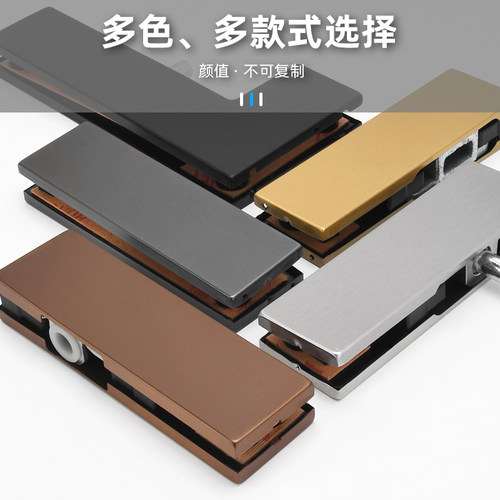 新品固钛无框玻璃门夹通用t型地弹簧门配件上下一字夹直角七曲字