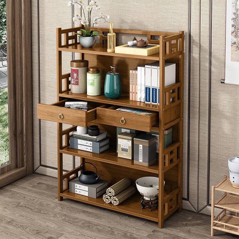 极速博古架实木中式隔断家用茶y叶具收纳小型展示柜摆件置物架子