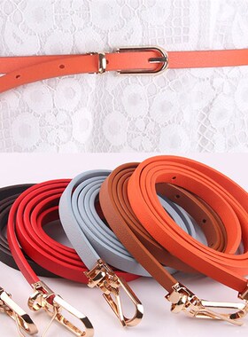 极速Woamen Faux Leather Belts Candy Color Thin Skinny Waistb
