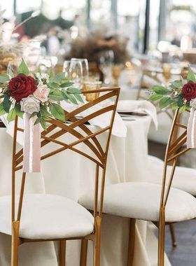 极速Artificial Willow Leaf Rose Flower Chair BacTk Decoratio