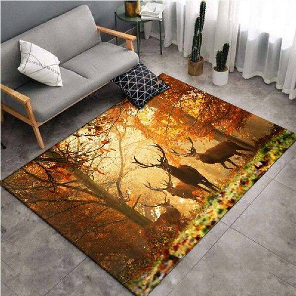 极速Wild Animals Large Area Rug Deer CarpLet For Living Room