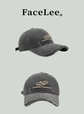 FaceLee日本设计师联名款大头围帽子男做旧破洞棒球帽女潮牌字母