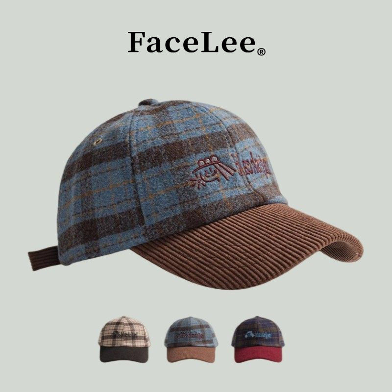 FaceLee日本设计师联名款复古毛呢格子棒球帽女秋冬拼色百搭显脸,服饰配件/皮带/帽子/围巾,手帕,淘宝优惠券,粉丝福利购,淘宝优惠卷