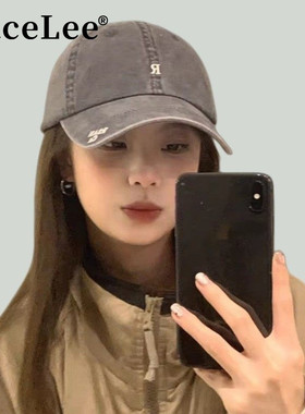 FaceLee日本设计师联名款鸭舌帽子女2026新款秋冬R字母水洗做旧个