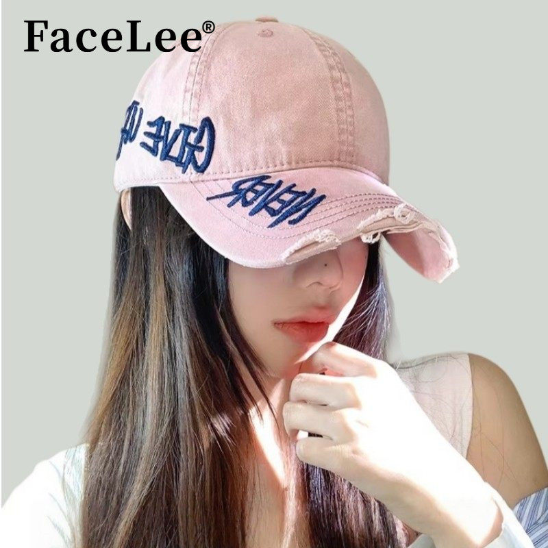 FaceLee日本设计师联名款美式水洗牛仔棒球帽女宽檐显脸小破洞磨,服饰配件/皮带/帽子/围巾,手帕,淘宝优惠券,粉丝福利购,淘宝优惠卷