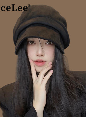 FaceLee日本设计师联名款显脸小渔夫帽女秋冬月子帽大头围八角贝