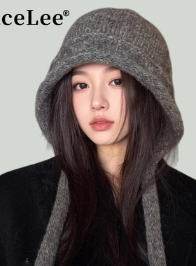 FaceLee日本设计师联名款大头围针织帽子女款2025新款冬保暖护耳