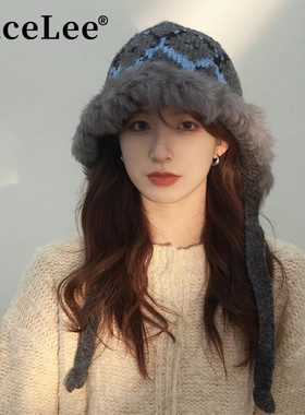 FaceLee日本设计师联名款2025新款川西旅游针织护耳兔毛帽子女秋