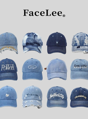FaceLee日本设计师联名款丹宁风蓝色牛仔系列鸭舌帽子男女2025秋