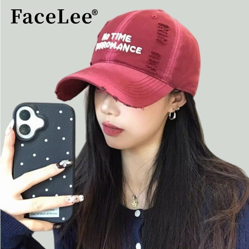FaceLee日本设计师联名款高品质水洗做旧破洞鸭舌帽女大头围棒球,服饰配件/皮带/帽子/围巾,手帕,淘宝优惠券,粉丝福利购,淘宝优惠卷