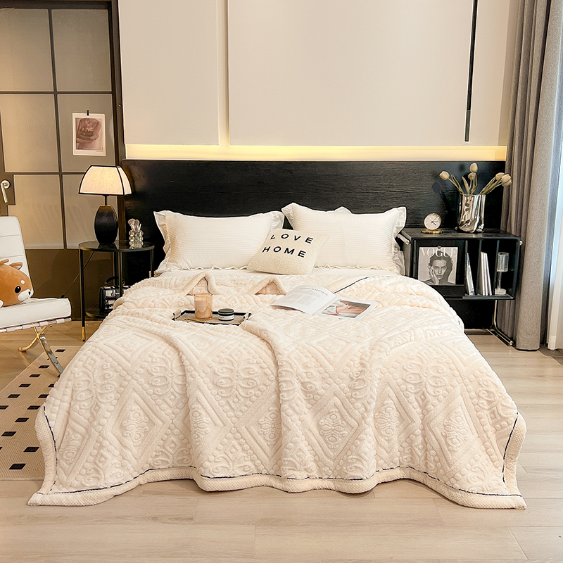 安懒懒 A类欧式350克雕花绒毛毯毯子空调礼品毯办公室午睡盖毯