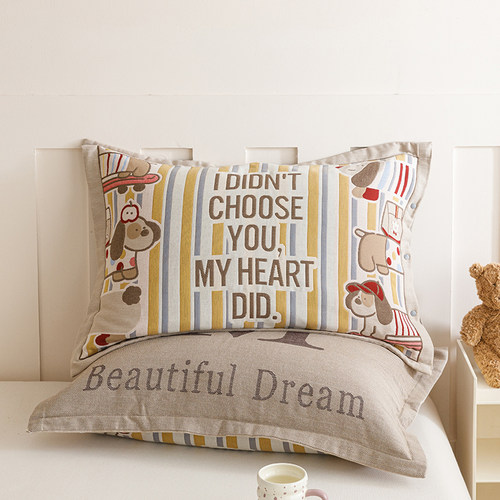 A类全棉四层提花纱布按扣枕套一对枕头套成人家用2025新款48X74cm