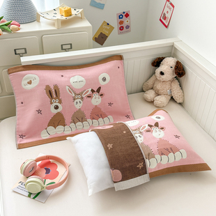 安懒懒 A类婴幼儿全棉纱布枕巾小号枕头巾纯棉垫巾柔软亲40x60cm