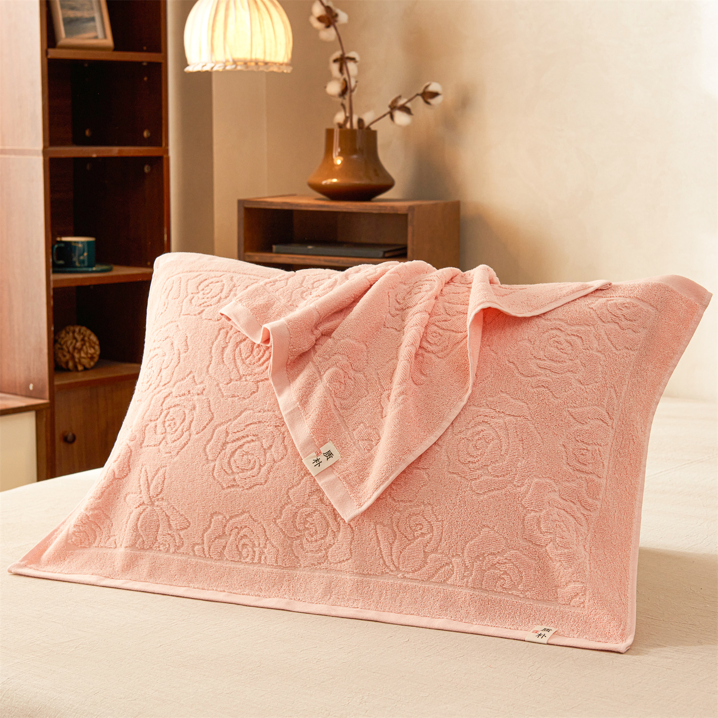 安懒懒全棉老式毛圈枕巾一对