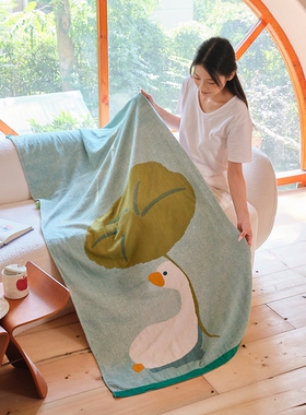 安懒懒 INS卡通A类全棉四层纱布浴巾印花柔软吸水母婴80X160cm