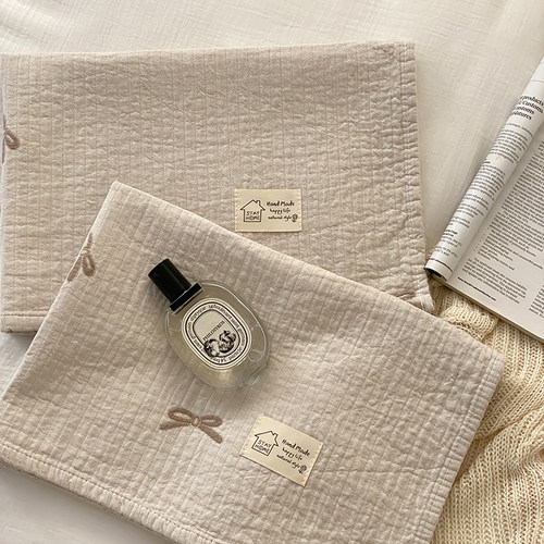 安懒懒 宅寂风日系纯棉纱布枕巾全棉色织提花简约ins轻奢52x75cm