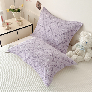 安懒懒 A类纯棉纱布枕巾一对小清新风全棉枕头巾宿舍学生52x73cm