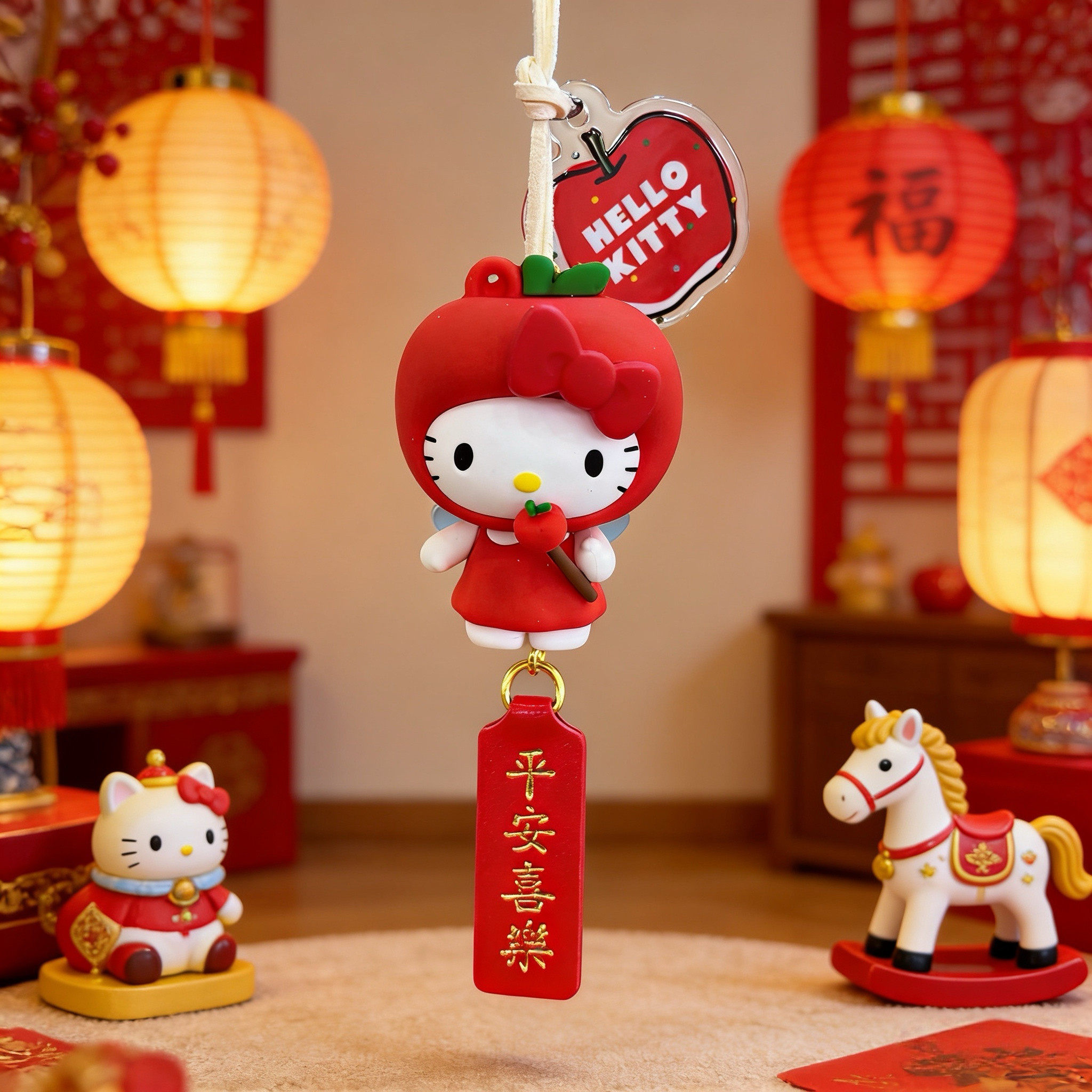 可爱kitty汽车挂件女车载后视镜挂饰钥匙扣少女心装饰高颜值新款