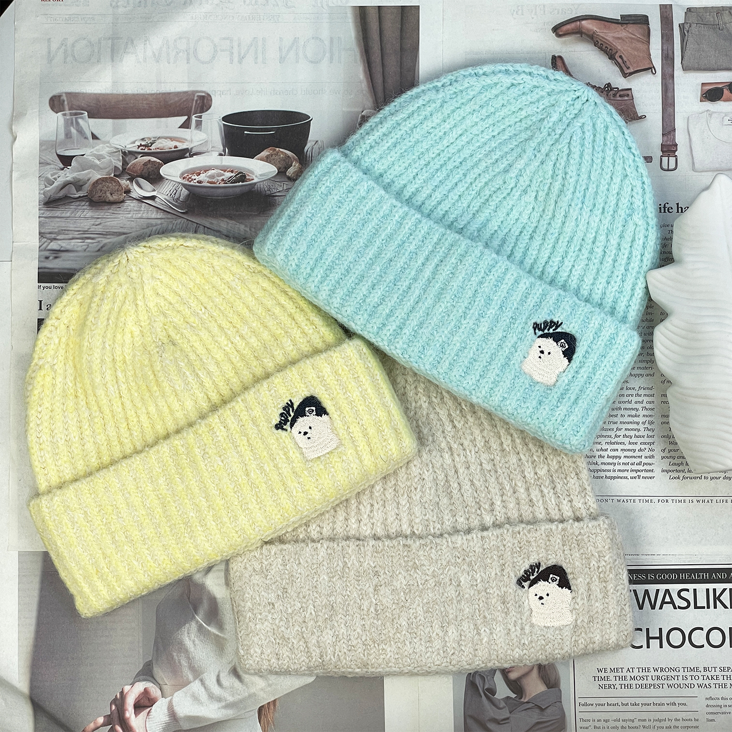 秋冬2025新款可爱小熊多巴胺色系针织帽女休闲百搭加厚保暖冷帽男