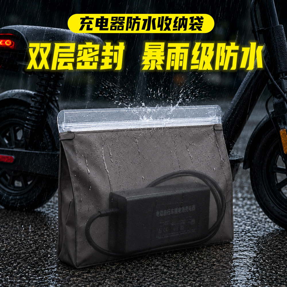 电动车充电器防水袋电瓶自行车电池收纳袋室外充电防雨防尘保护套