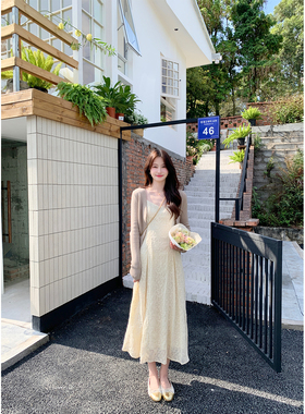 JeJuna炸鸡欧尼 财阀小千金 蕾丝白色连衣法式温柔收腰吊带长裙女