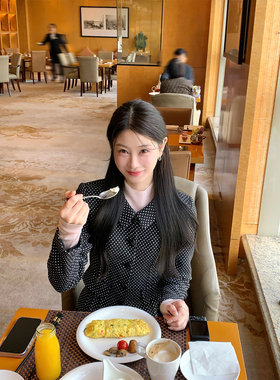 炸鸡欧尼 JeJuna 奥法庄园  复古波点短款羊毛外套高腰半裙套装女