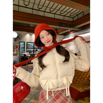 【7折现货返场】JeJuna炸鸡欧尼 珍妮小姐 针织拼接白鸭绒羽绒服