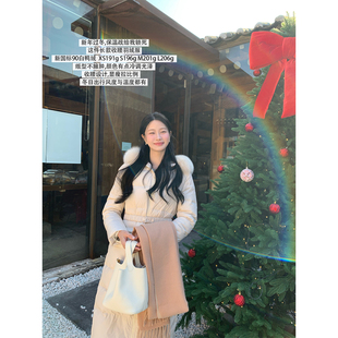 炸鸡欧尼JeJuna 冰冻美人 新年出行90白鸭绒收腰长款羽绒服外套冬
