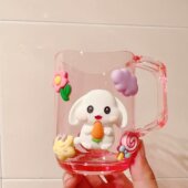 太可爱了 儿童牙刷杯家用女孩男孩卡通可爱牙缸杯防摔小兔子