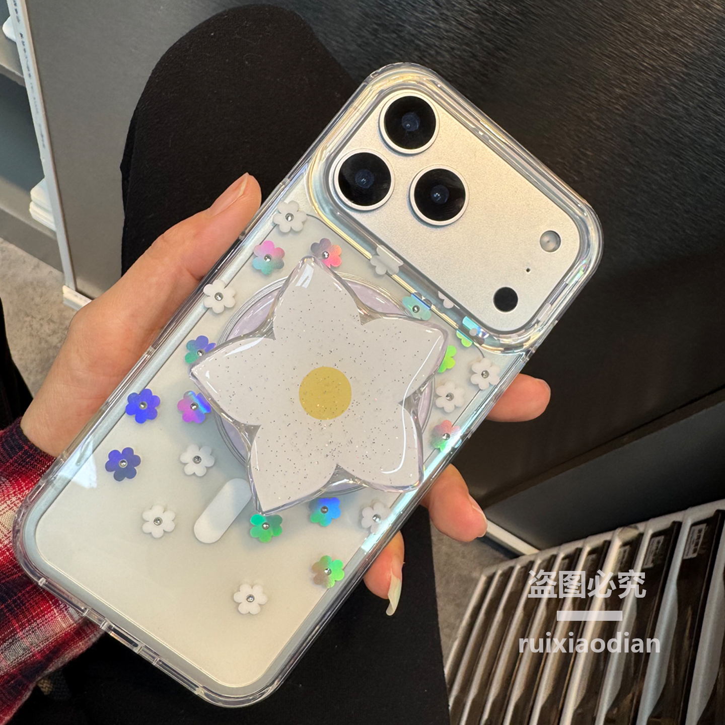 渐变花朵磁吸透明手机壳苹果17pm