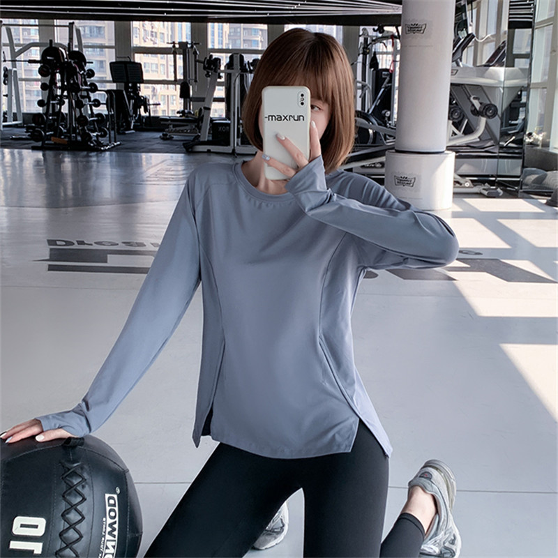 lulu秋冬宽松长袖速干大码健身服
