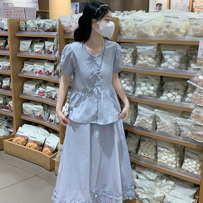 夏日穿搭套装绝美俏皮超好看独特漂亮上衣两件套半身裙减龄一整套