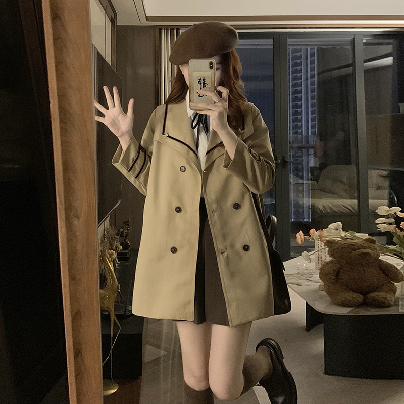 森女日系部落学院风高级感小个子风衣外套女秋季英伦风中长款大衣