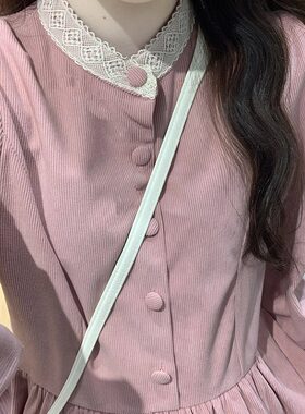 茶歇法式灯芯绒连衣裙女秋高级感复古气质收腰森系温柔风初恋长裙