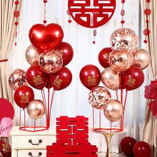 新款 饰订婚汽球立柱地飘婚礼场景婚庆 直销结婚气球桌飘婚房布置装