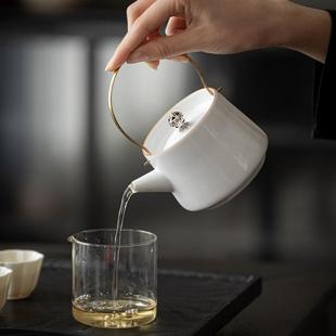 直销铜把提梁壶陶瓷小号家用复古防烫泡茶壶带过滤中式 新款 功夫茶