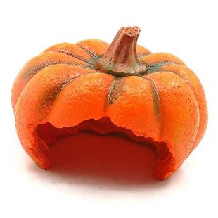 新款 饰鱼虾躲避屋烂沉船爬宠躲避洞万圣节南瓜龟台 直销鱼缸造景装