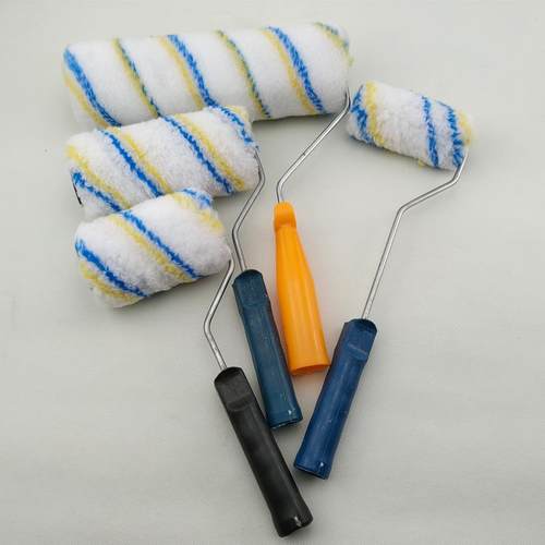 新款直销滚筒刷 乳胶漆涂料滚子4寸6寸9寸蓝黄条滚刷长毛彩条滚筒