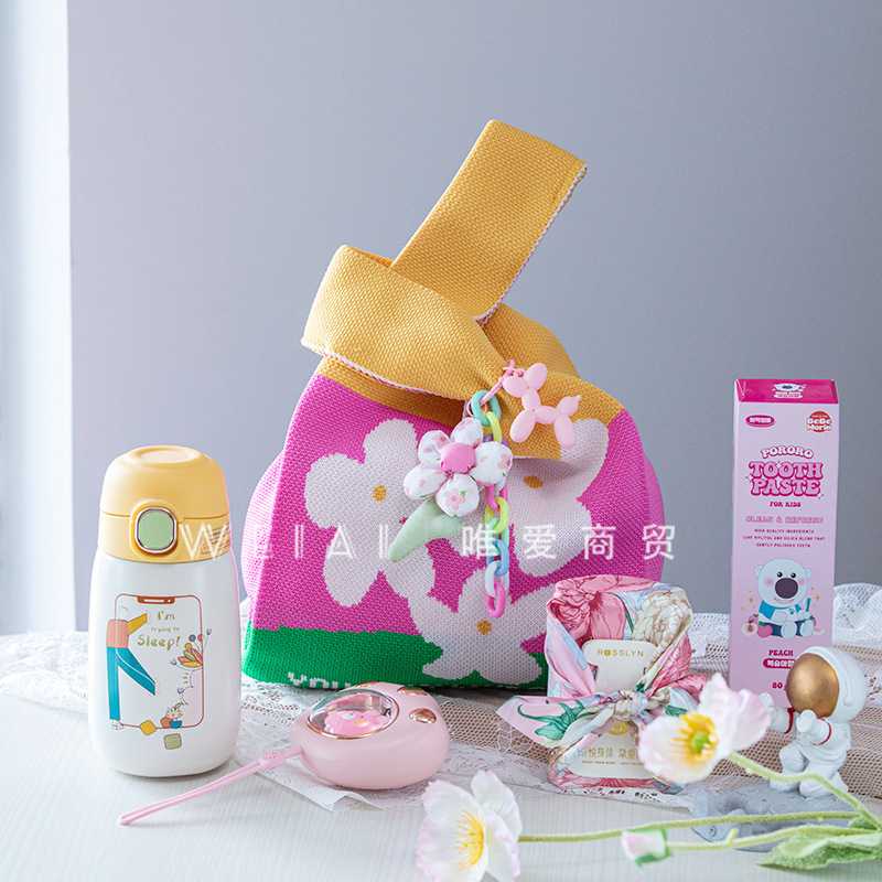 新款直销彩色针织包幼儿园生日伴手礼礼物袋实用小礼品开业活动手