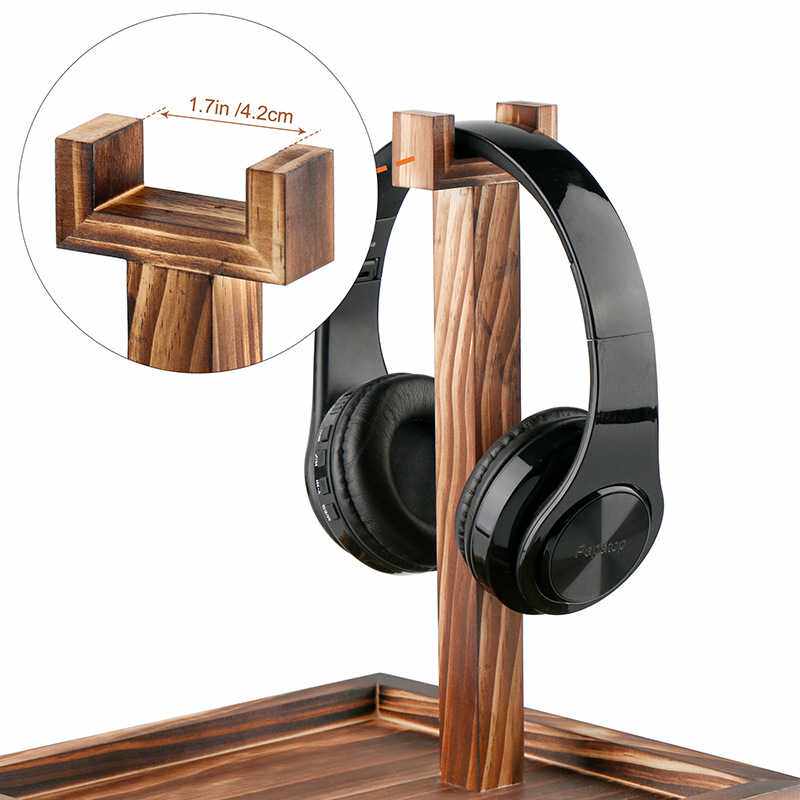 新款直销实木头戴式耳麦挂架桌面木质耳机支架立体式简约托架收纳