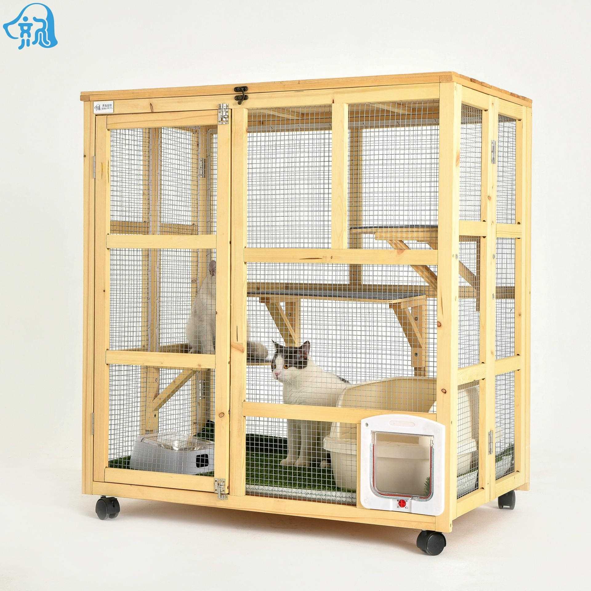 新款直销米德猫笼木制宠物笼子猫别墅三层超大空间猫笼家用宠物用