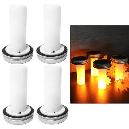 新款直销新款 梅森罐灯12LED火焰灯阳光罐创意玻璃罐盖子庭院装饰