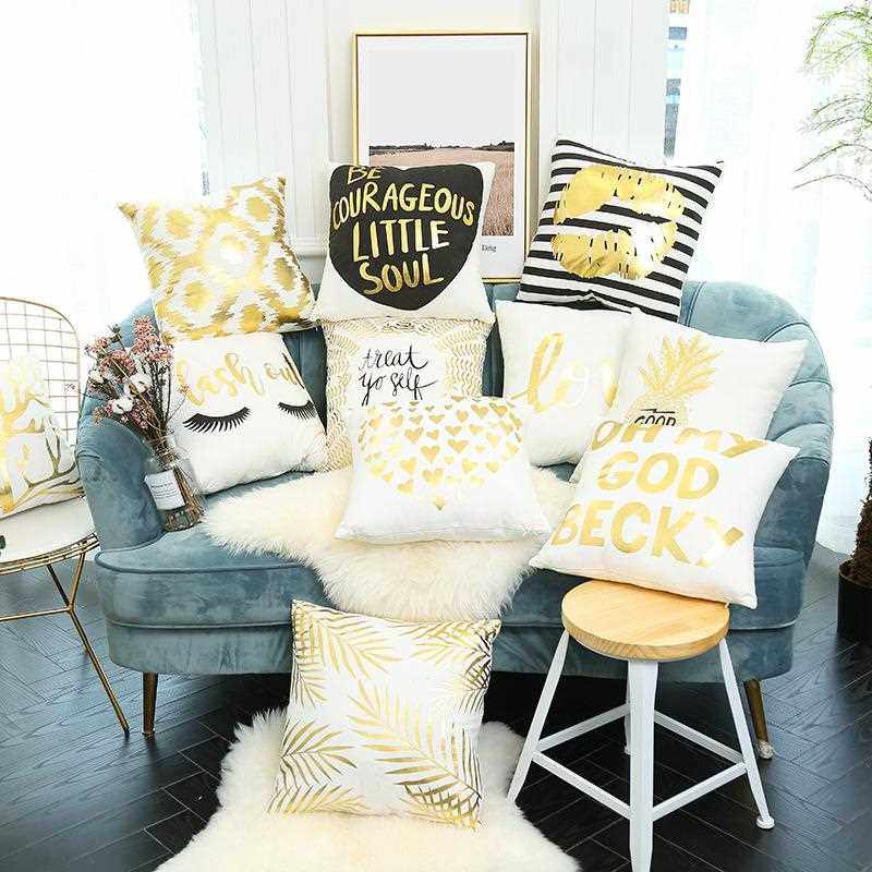 新款直销2022烫金抱枕套亚马逊爆款居家欧式古典印花沙发靠垫套跨