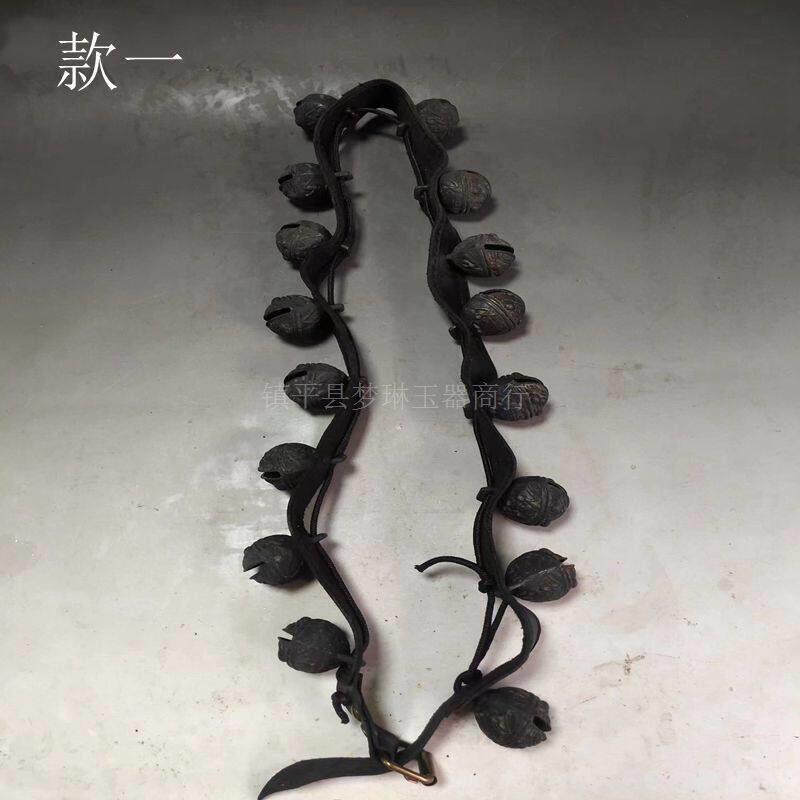 新款直销黄铜复古风调雨顺福寿铃虎头腰子铃皮子整条宠物动物铃铛