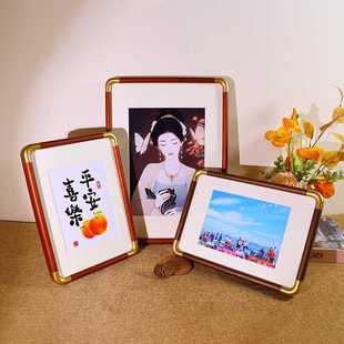 新款直销仿铜圆角实木大相框挂墙照片打印画框装裱a4全家福A3任意