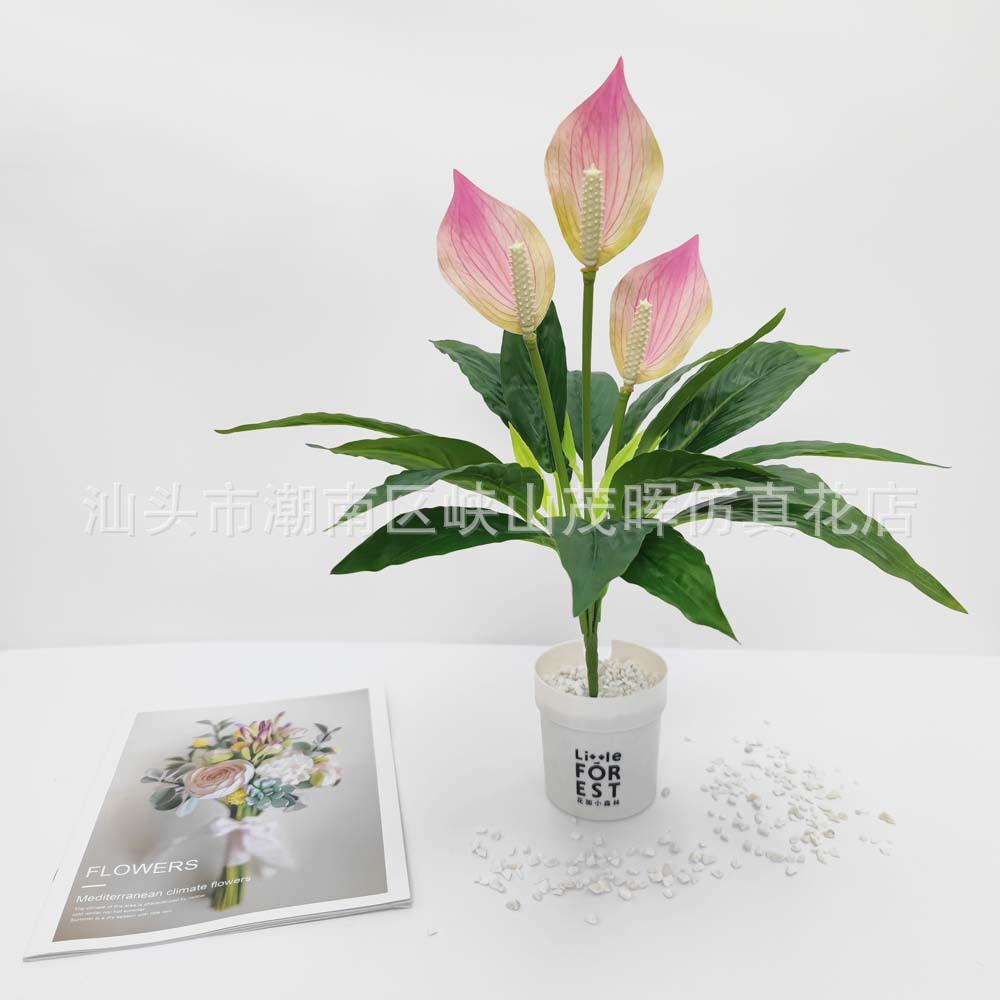 新款直销仿真白掌红掌盆栽一帆风顺仿真绿植假花仿真盆栽花卉假绿