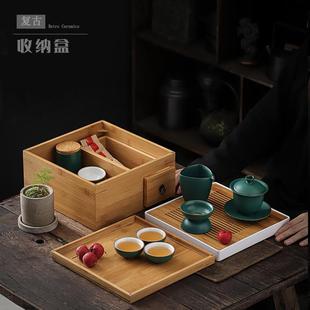 直销直销茶具收纳盒竹盒功夫茶具配件茶杯茶壶竹制收纳箱 新款
